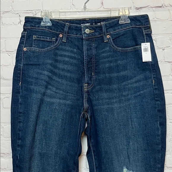 Old Navy High-Waisted Button-Fly O.G. Straight Ripped Cut-Off Jeans - Picture 2 of 16